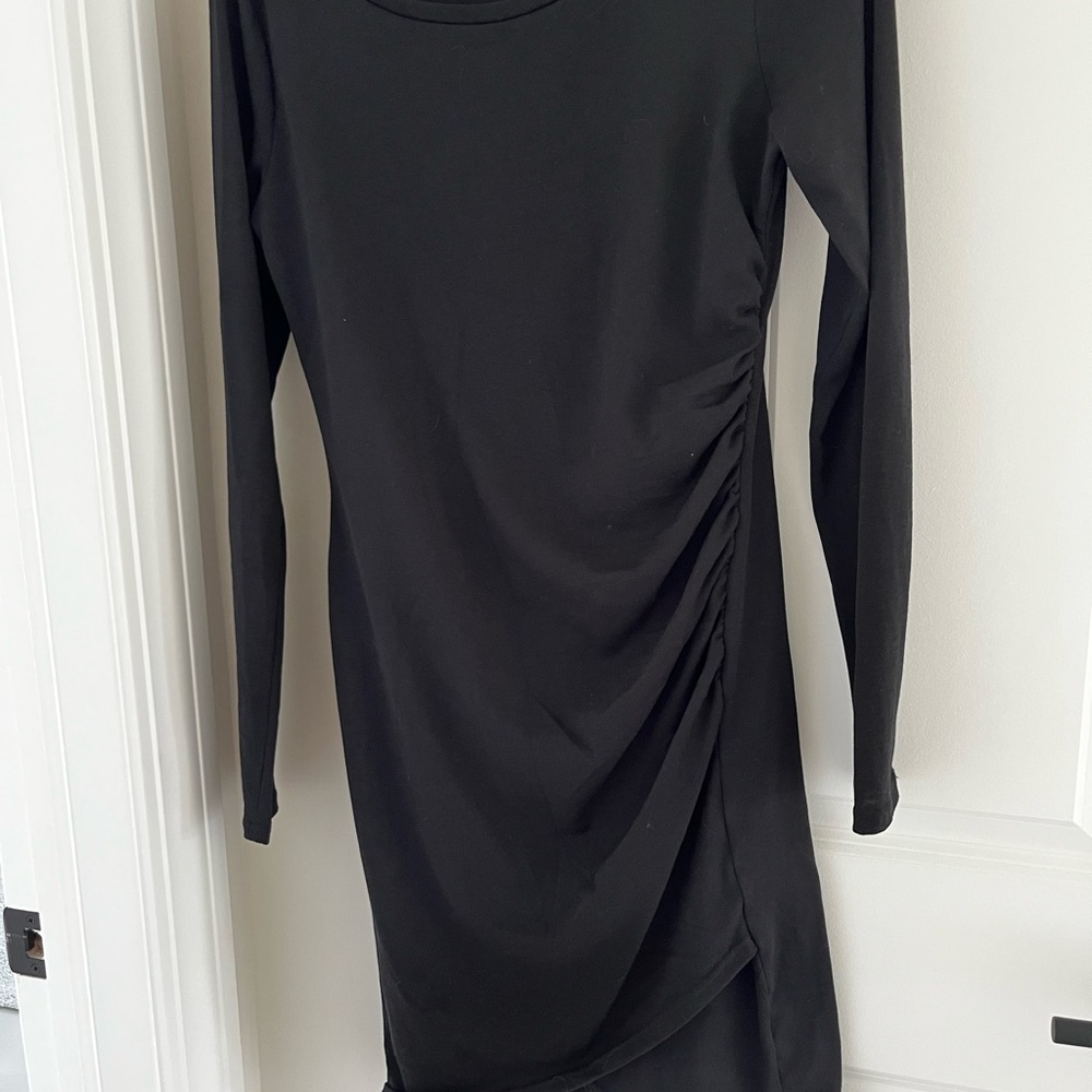 Leith Black Sheath Long Sleeve Dress